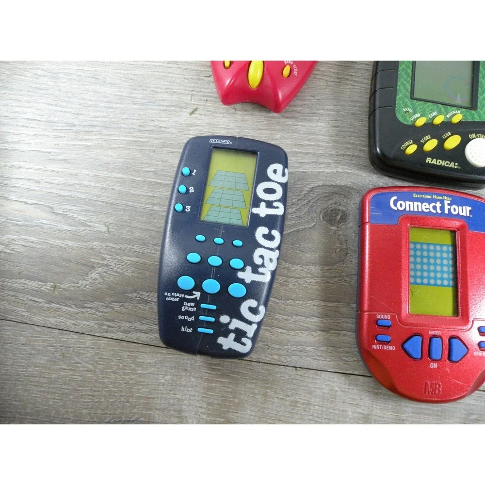 Vintage Electronic Handheld Games Lot: Tiger Jeopardy, Radica Poker, Golf, Tic